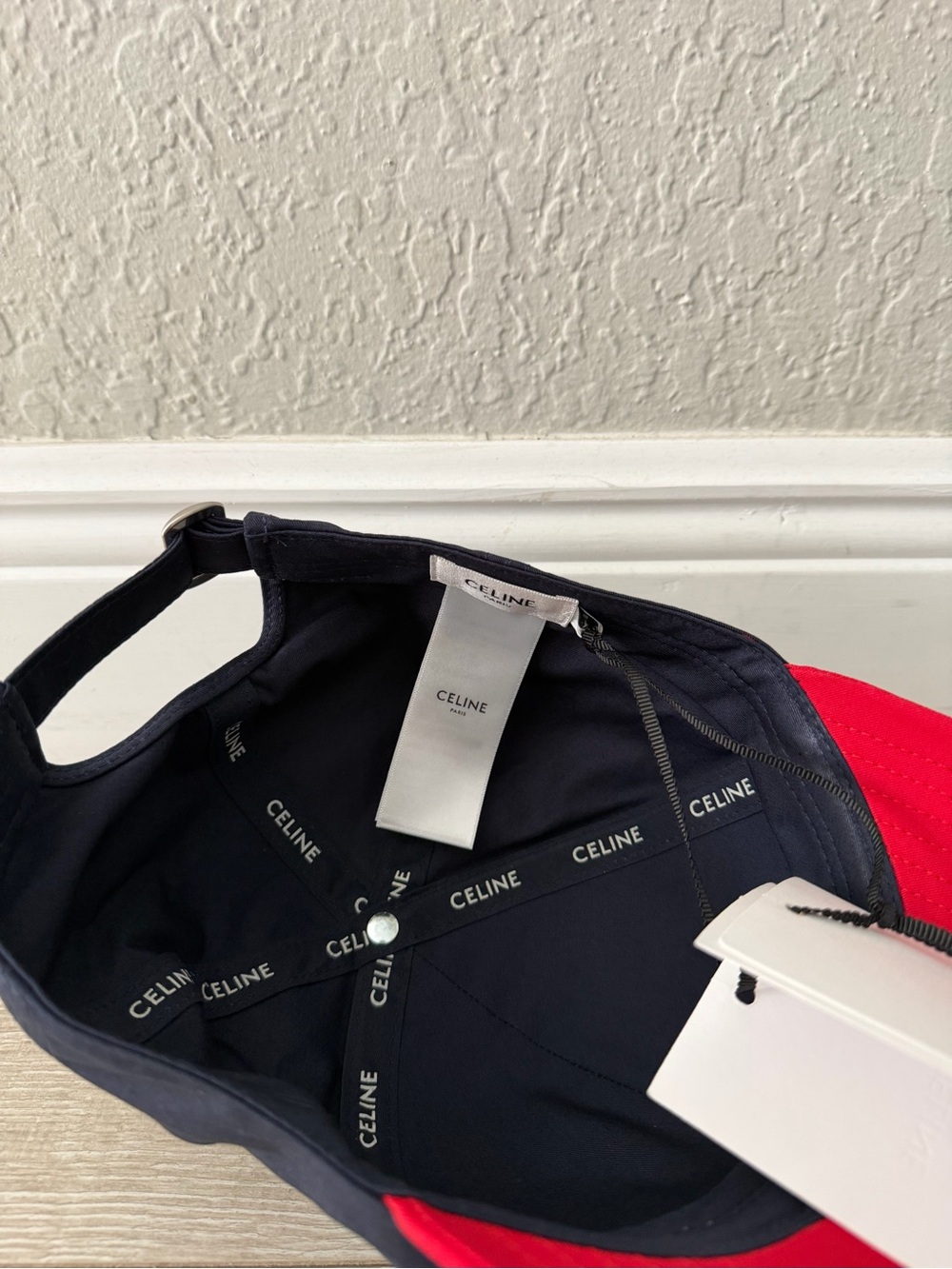 Celine Navy and Red Logo Baseball Cap adjustable adult unisex - Picture 5 of 5